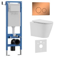 Комплект 3в1 IBERICA BLANCA инсталляция SILENCIO MINI, унитаз BURGOS ALTO белый, кнопка смыва INOX-О розовое золото глянцевое (IB.001M.BRA.234.8171) — фото 1, Комплекты унитаз + инсталляция