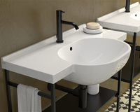 Раковина GLOBO MODE подвесная или на консоль с одним отверстием и двумя намеченными цвет белый арт-ME080BI — фото 3, Раковины подвесные