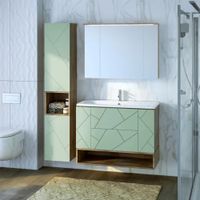 Зеркальный шкаф Бриклаер КРИСТАЛЛ 95 см, дуб гранж песочный арт-4627125417245 — фото 5, Шкафы для ванной