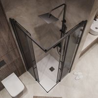 Душевое ограждение Niagara Nova NG-2830-34BLACK (100х100х195) квадрат,черный матовый,двери раздвижные,стекло тонированное,1 место — фото 5, Квадратные душевые уголки