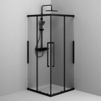 W84G-403-9090-BT Душевое ограждение Func Square Slide 90х90, черный, прозрачное — фото 1, Душевые кабины и ограждения