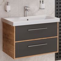 Тумба подвесная MELBOURNE 80 /дуб/серый/ AQUA DE MARCO 2080GCMEL/H/V.2.0 — фото 2, Тумбы под раковину