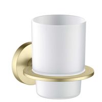 AQ4204BG ОБЕРОН стакан с держателем, шлиф. золото — фото 1, Стаканы для зубных щеток