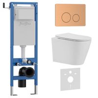 Комплект 3в1 IBERICA BLANCA инсталляция SILENCIO MINI, унитаз BURGOS ALTO белый, кнопка смыва INOX-О розовое золото матовое (IB.001M.BRA.231.8172) — фото 1, Комплекты унитаз + инсталляция