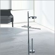 Стойка COLOMBO DESIGN PLANETS B9843 напольная с полотенцедержателем с мыльницей с держателем туалетной бумаги и с ершиком цвет хром — фото 2, Ершики для унитаза