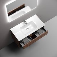 Тумба подвесная SANCOS Marmi 1.0 890х445х520 c одним ящиком оснащенным доводчиками скрытого монтажа и открытой нишей, дуб чарльстон, арт. арт-MR1.090ECH — фото 2, Тумбы под раковину