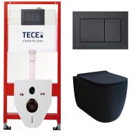 КОМПЛЕКТ TECE + beWash: 9400414 Инсталляция для подвесного унитаза TECE + SCHUTZ Унитаз подвесной безободковый с сиденьем микролифт чёрный матовый BKWHR102510 арт-TC414102510 — фото 2, Комплекты унитаз + инсталляция