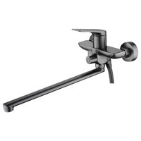 Смеситель для ванны Azario Lursy керамический картридж, длинный излив, с ручным душем, шланг 150 см, графит арт-AZ-K1749GR — фото 1, Смеситель для ванны