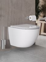 Agger Унитаз подвесной безободковый белый с инсталляцией, микролифт, кнопка смыва белая арт-ATI03100+APB188 — фото 7, Комплекты унитаз + инсталляция