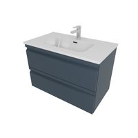 AQ77080-MG Комплект мебели: Тумба 80см ВЕГА с раковиной AQ0480-00, 2 ящика, цвет серый мат — фото 1, Тумбы с раковиной