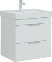 Тумба с раковиной Aquanet Ирис new 120 L подвесная 2 ящ. цв. белый глянец 00332258 — фото 2, Тумбы с раковиной