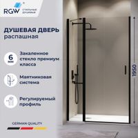 Душевая дверь RGW LE-004B 120x195, профиль черный, стекло прозрачное, арт-351200412-14 — фото 1, Распашные душевые двери