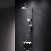 F0790700 Gem, душ.система: см-ль-полка д/ванны/душа, душ.штанга, верхн. душ 220мм, ручн.душ, хром — фото 6, Душевые стойки