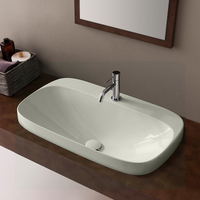 Раковина Scarabeo MOON полувстраиваемая без перелива с одним отверстием цвет белый матовый арт-5512 41 — фото 1, Раковины накладные