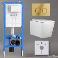 Комплект 3в1 IBERICA BLANCA инсталляция SILENCIO, унитаз TOLEDO ALTO белый, кнопка смыва ESTI-Q золото глянцевое (IB001.TLA.234.836) — фото 1, Комплекты унитаз + инсталляция