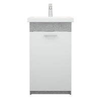 тумба Вальс 50 (Como 50) 1 дверь напольная бетон/белая без умывальника арт-MFR80040BW — фото 1, Тумбы под раковину