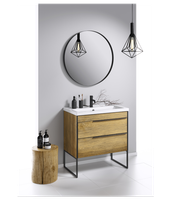 Напольная тумба в цвете дуб балтийский с двумя ящиками с умывальником арт-FRG0110DB+FRGN440 — фото 2, Тумбы с раковиной