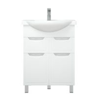 тумба Альфа 65 (Элеганс 65) 2 ящика 2 двери напольная белая без умывальника арт-MFR80015WT — фото 1, Тумбы под раковину