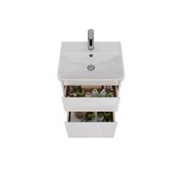 Тумба Lemark COMBI 50 см под 1 раковину, подвесная/напольная, 2 ящика, цвет корпуса, фасада: Белый г арт-LM03C50T — фото 2, Тумбы под раковину