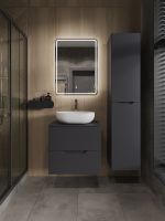 Orange Line Li-60TugMDF+B05-480W тумба с раковиной подвесная 60 см, графит/белый Li-60TugMDF+B05-480W — фото 7, Тумбы с раковиной