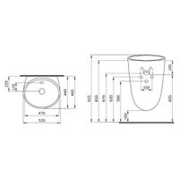 Раковина Ambassador Queen (535*465*765) БЕЛАЯ МАТОВАЯ арт-116T20102 — фото 7, Раковины подвесные