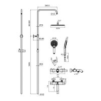 Душ. сист. с терм. и изливом, Ø250, лейка 3 реж, высота 1100-1500мм, Медь шлифованная арт-AQM8008BC — фото 2, Душевые стойки