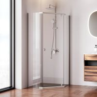 Sunny душ огражд 5-угольн, распашн дверь 90x90 серебро,стекло прозрачн арт-W87G-405-9090-MT — фото 3, Душевые уголки трапеция