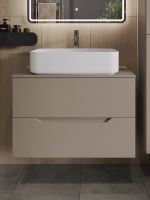 Orange Line Li-80TuLMDF+B07-600W тумба с раковиной подвесная 80 см, латте/белый Li-80TuLMDF+B07-600W — фото 3, Тумбы с раковиной