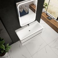 "S4" тумба под умывальник подвесная 100 см., цвет белый глянец. арт-AQM900410WH — фото 3, Тумбы под раковину