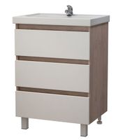 тумба Модерн 60 (Фостер 60) DB3 напольная, белая/дуб Бардолино без умывальника MFR79613WB — фото 1, Тумбы под раковину