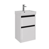 Тумба Lemark COMBI 45 см под 1 раковину, подвесная/напольная, 2 ящика, цвет планки: Чёрный, цвет кор арт-LM03C45T-black — фото 6, Тумбы под раковину