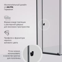W87G-405-9090-BT Sunny душ огражд 5-угольн, распашн дверь 90x90 черный,стекло прозрачн — фото 3, Душевые кабины и ограждения
