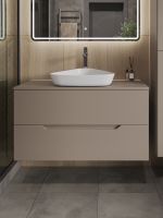 Orange Line Li-100TuLMDF+B07-500W тумба с раковиной подвесная 100 см, латте/белый Li-100TuLMDF+B07-500W — фото 3, Тумбы с раковиной