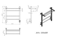 Полотенцесушитель электрический Grota Alto 530х600 белый Alto 530х600 RAL9016 EL — фото 1, Электрические полотенцесушители