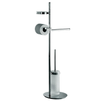 Стойка COLOMBO DESIGN PLANETS B9843 напольная с полотенцедержателем с мыльницей с держателем туалетной бумаги и с ершиком цвет хром — фото 3, Ершики для унитаза