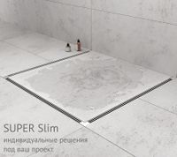 Желоб BERGES водосток SUPER Slim 500, хром глянец, S-сифон D50 H60 боковой арт-091178 — фото 10, Душевые лотки