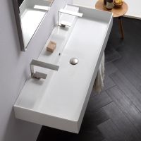 Раковина Scarabeo TEOREMA 2.0 подвесная или накладная с переливом с двумя отверстиями цвет белый арт-5107/R-120B — фото 5, Раковины подвесные