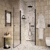 Душевая дверь в нишу Parly 70x185, профиль черный, стекло прозрачное арт-DE70B — фото 2, Распашные душевые двери