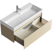 Подвесная тумба с одним ящиком 100 см, цвет морская дюна с умывальником арт-GE01101MD — фото 1, Тумбы с раковиной