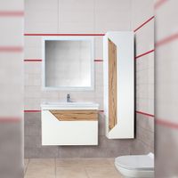 Комплект мебели для ванной Бриклаер БРАЙТОН 80, белый/дуб — фото 1, Комплекты мебели для ванной