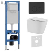 Комплект 3в1 IBERICA BLANCA инсталляция SILENCIO MINI, унитаз BURGOS ALTO белый, кнопка смыва INOX-O черный матовый (IB.001M.BRA.234.812) — фото 1, Комплекты унитаз + инсталляция