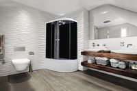 Душевая кабина Parly 80х120, с высоким поддоном, профиль белый, стекло тонированное арт-EC1221L — фото 3, Душевые кабины