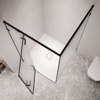 Душевой уголок RGW SV-030-B 100х100см, квадратный, профиль чёрный, стекло матовое, арт-353203000-24 — фото 3, Квадратные душевые уголки