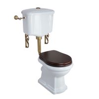 BELLA Комплект унитаз напольный выпуск в стену, бачок низкий с кнопкой бронза, белый (БЕЗ КРЫШКИ) арт-31107 — фото 2, Напольные унитазы