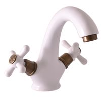 MORAVA RETRO - смеситель классический для умывальника, БЕЛЫЙ/БРОНЗА арт-MK128.5BSM — фото 1, Смесители для раковины