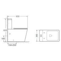 Унитаз напольный Azario Indor безободковый, в комплекте с бачком и сиденьем микролифт, дюропласт 820*630*360 арт-AZ-T004B-R — фото 11, Напольные унитазы