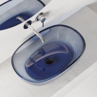 Раковина накладная прозрачная ABBER Kristall AT2805Saphir синяя — фото 1, Раковины накладные