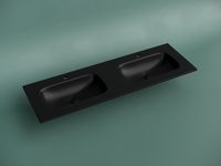 Раковина накладная мебельная Grace прямоугольная 1410x457x137 с двумя чашами и отверстиями под смеситель, цвет черный матовый арт-CN7022MB — фото 2, Раковины накладные