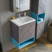 Тумба с раковиной и нишей Бриклаер КРИСТАЛЛ 60, графит/муссон — фото 4, Тумбы с раковиной