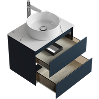 Подвесная тумба с двумя ящиками 65 см, цвет серый со столешницей мрамор белый и наставным умывальником арт-GE01652GRM+STG662X476MW — фото 2, Тумбы с раковиной